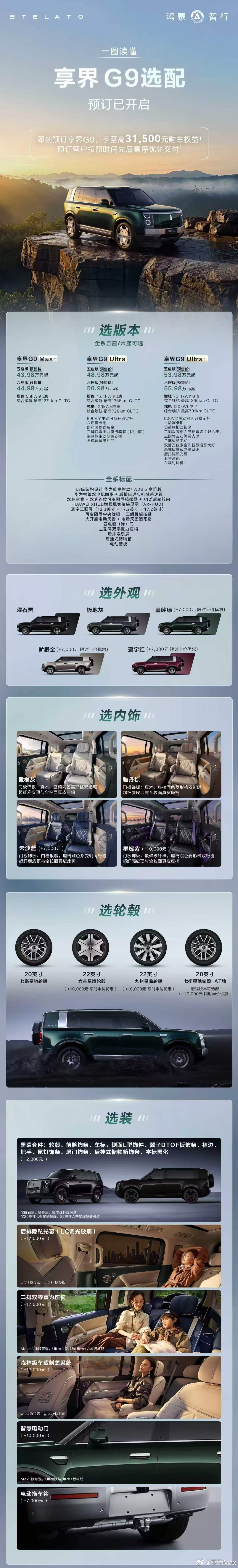 享界G9配置怎么选？建议直接上顶配Ultra+，因为所有的好东西都在顶配上。电动