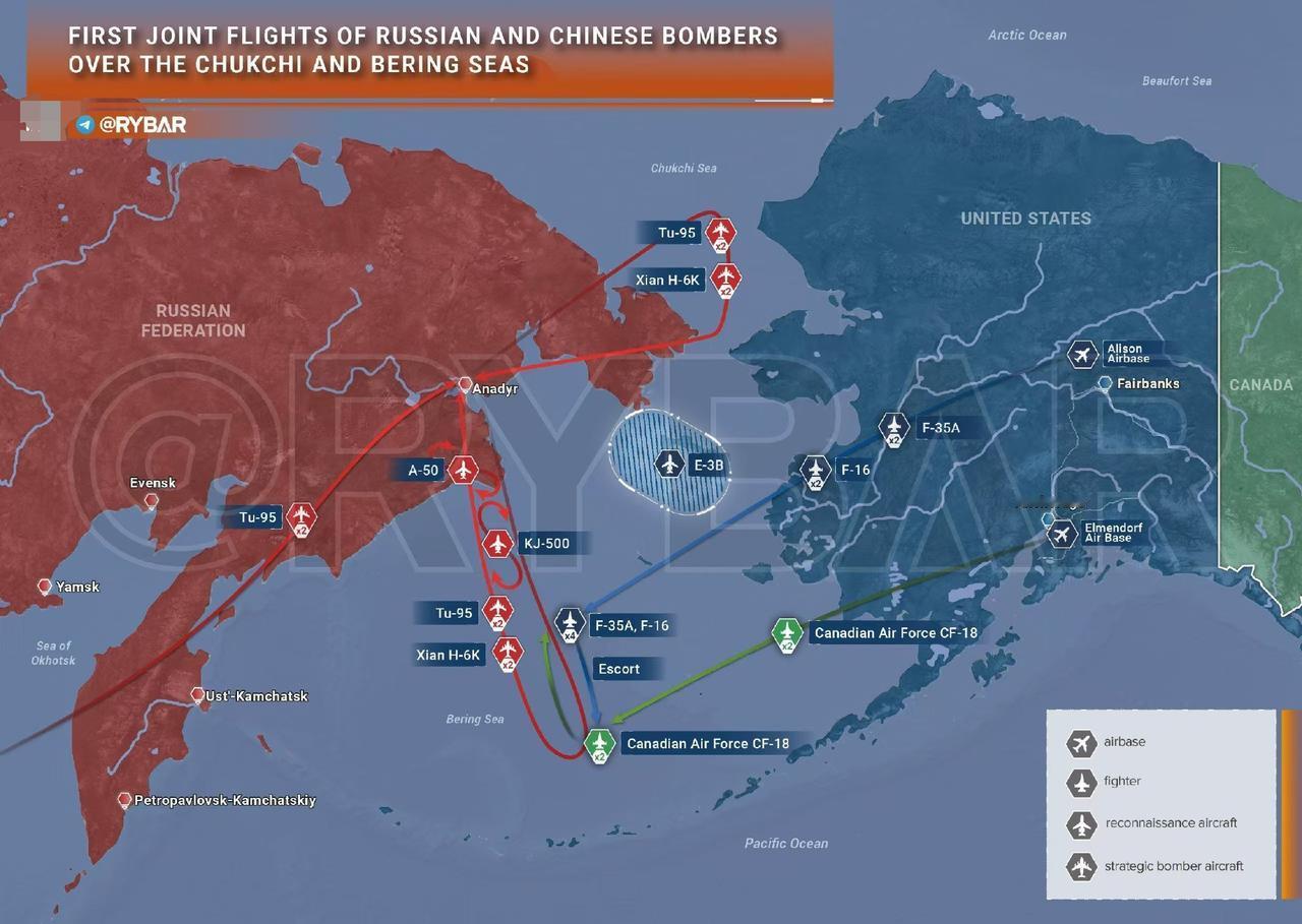 中美俄三国空中力量在阿拉斯加，楚科奇海，白令海峡或上演预警机大战！7月29日，俄
