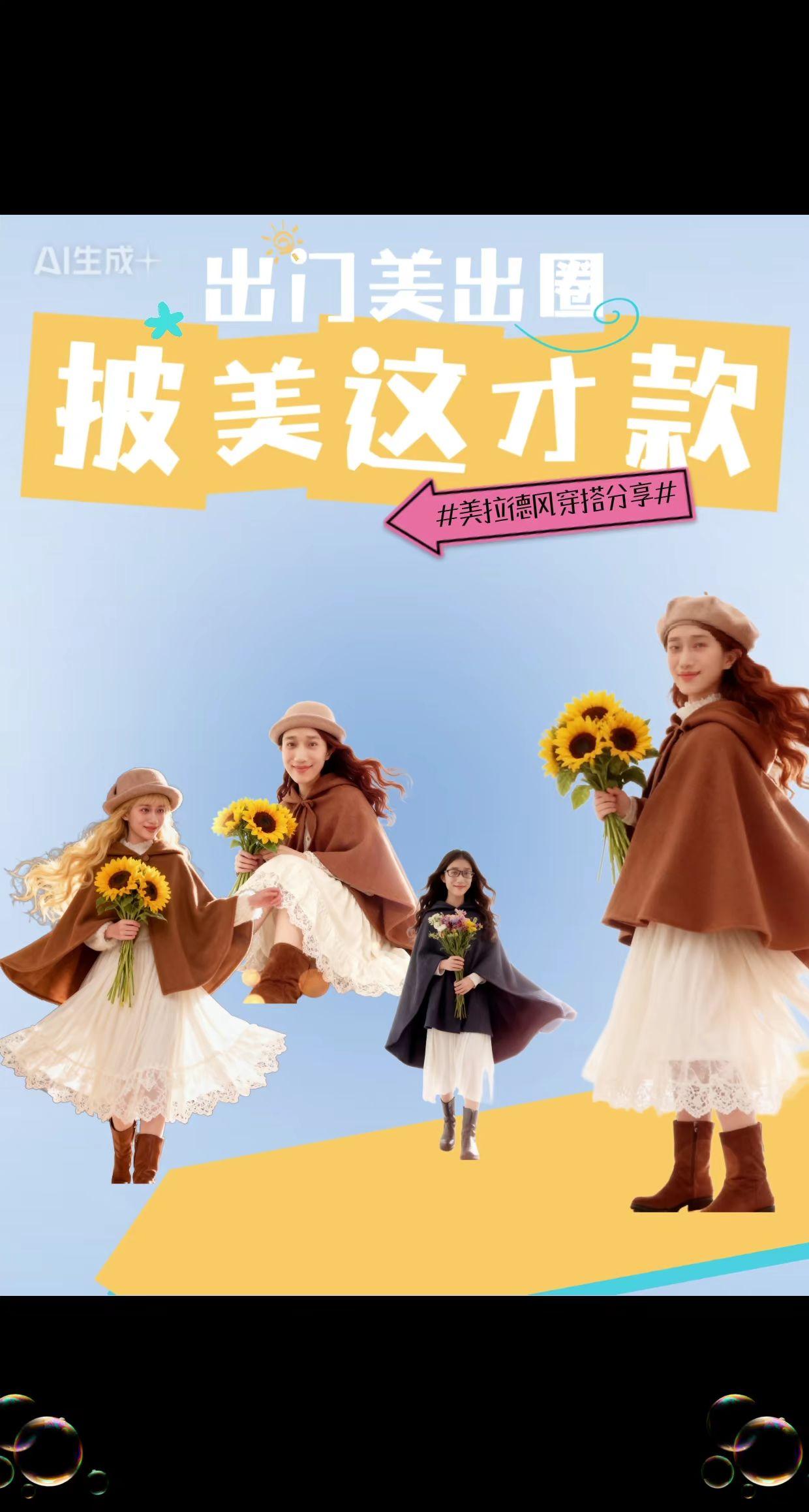 秋冬披肩这么穿最气质！AI功能好强大！只要你敢想！一切皆有可能！剪映图片智能设计