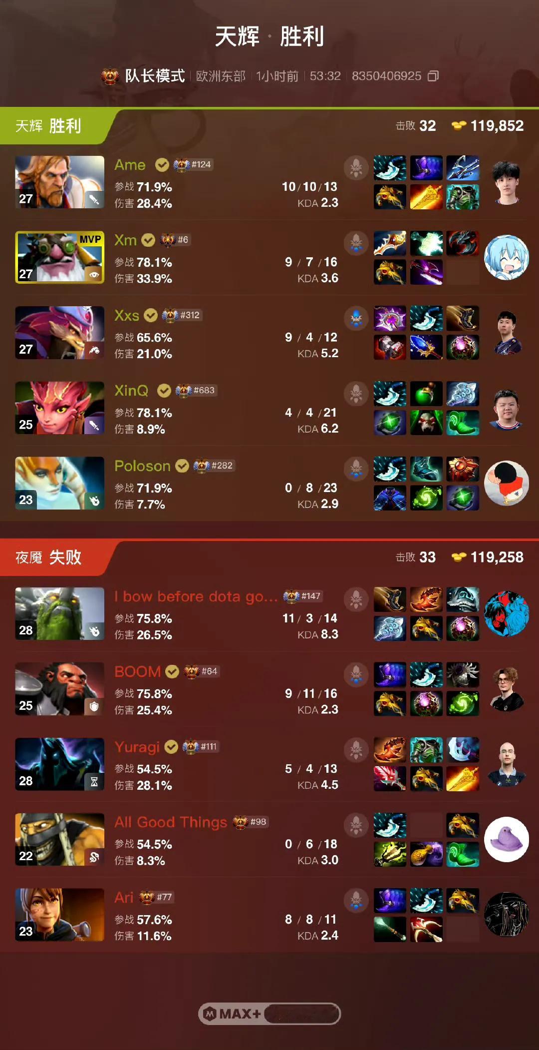 DOTA2: PGL S5淘汰赛，XG进入六强

XG 2:1 NV

第一局又
