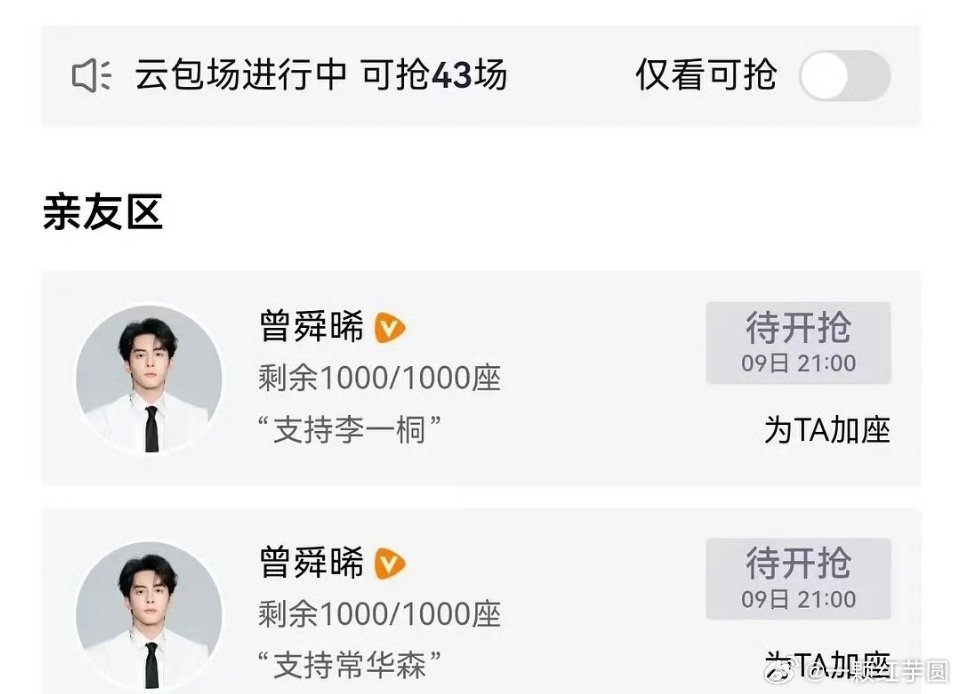 曾舜晞 给李一桐和常华森各包了1000场！小晞对朋友没的说，很真诚大方[打cal