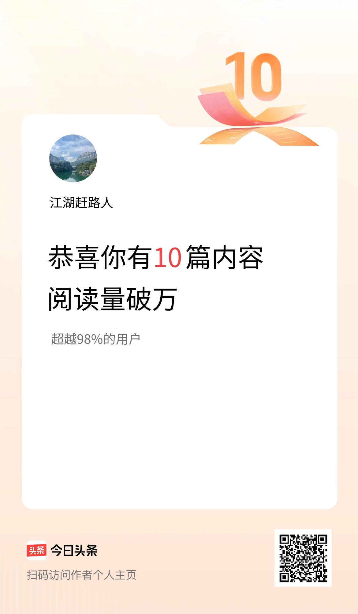 我在头条破万阅读量内容篇数破10