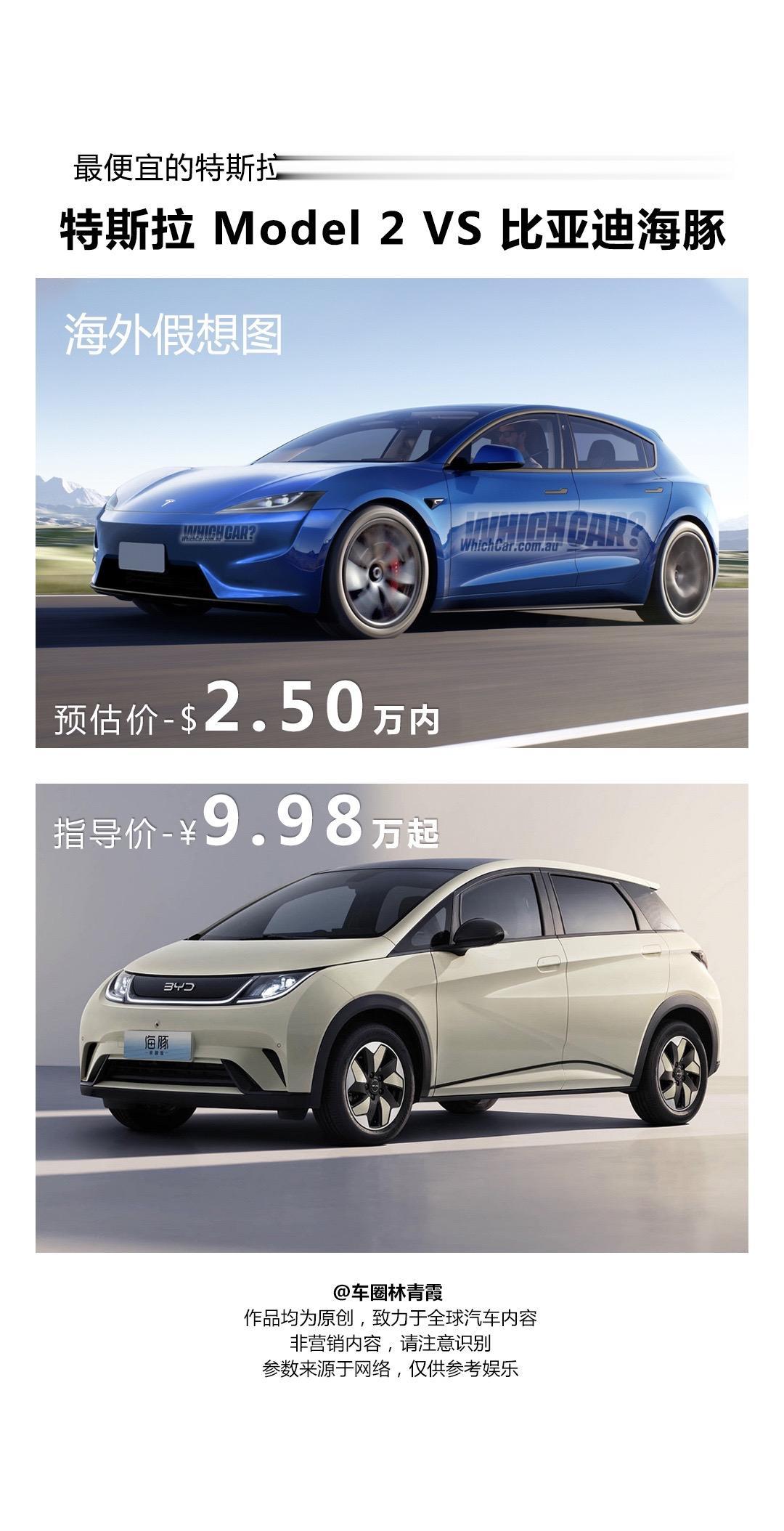 要多便宜就多便宜～比亚迪：我服了你了
马斯克确认特斯拉Model 2明年上市，代号Redwood