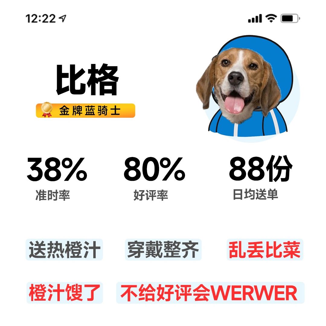 不同小狗骑手评分2.0