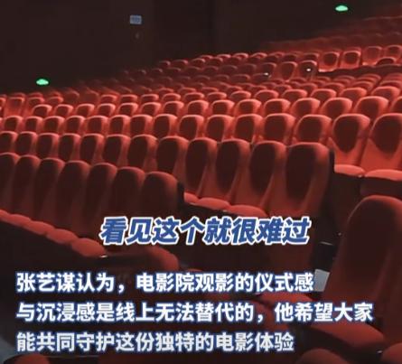 张艺谋呼吁观众，多去电影院看电影，看到手机上的短视频介绍就感觉很无语。
张艺谋说