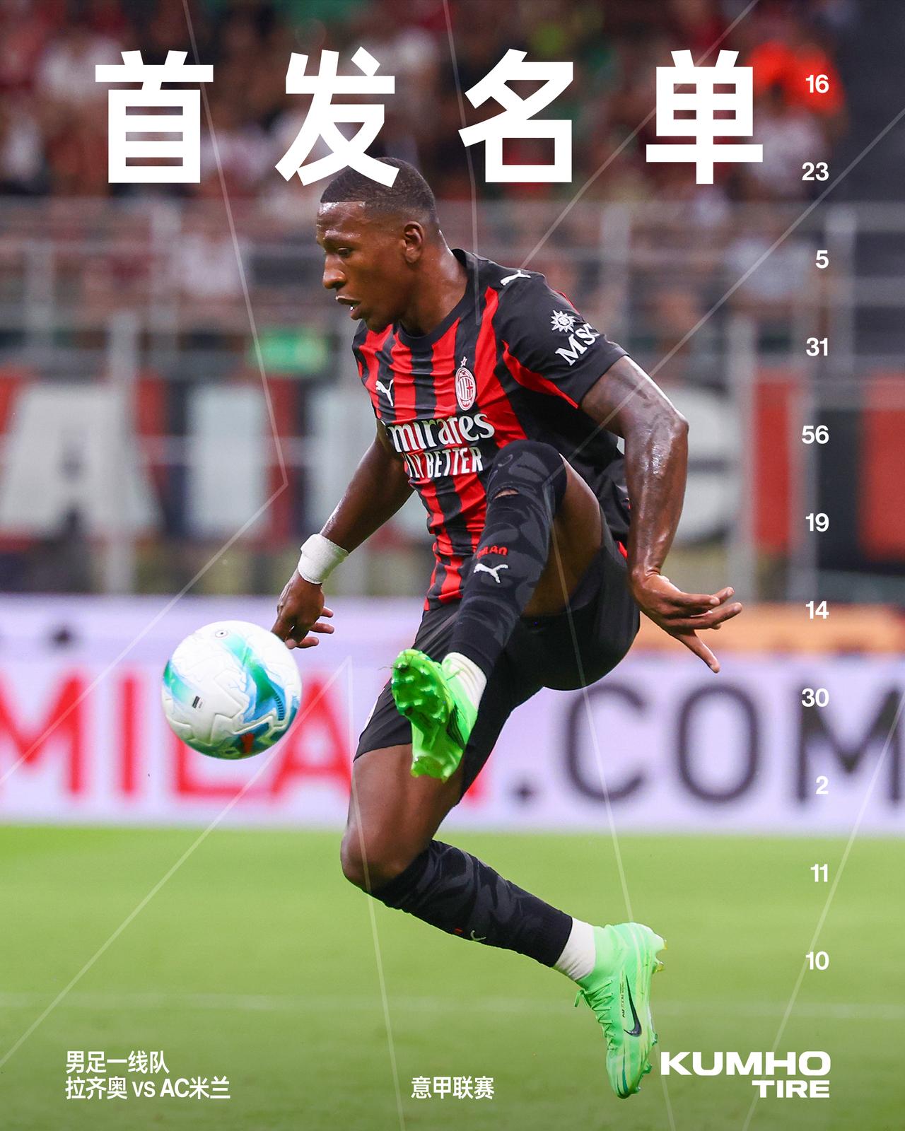 这是我们客场对阵拉齐奥的首发阵容📋