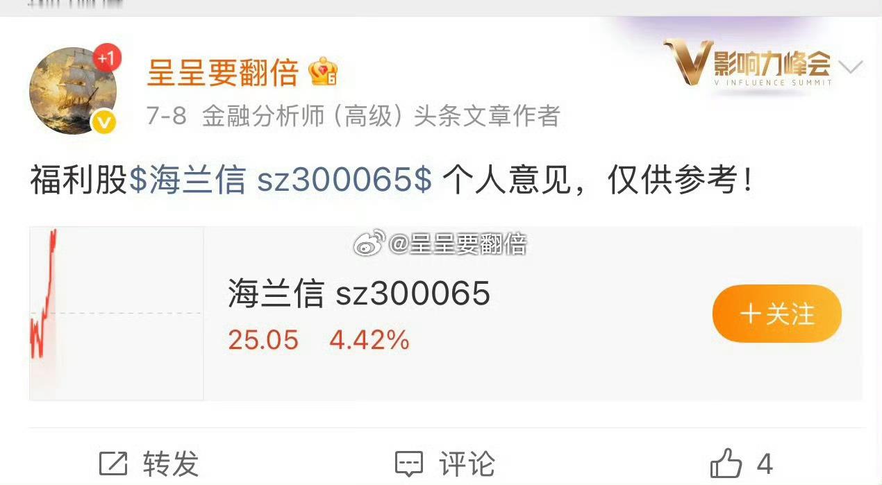 好样的，我们$海兰信 sz300065$ 20厘米拉升涨停，恭喜跟上操作的朋友，