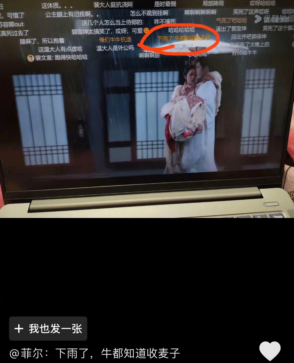 #电视剧度华年[超话]#来自网友的神评：下雨了，牛都知道收麦子！！！ [偷乐][