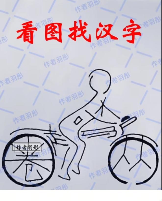 〔看图猜字〕
     图中画面隐藏几个字。作者太有才了！造型挺别致。有欣赏价值