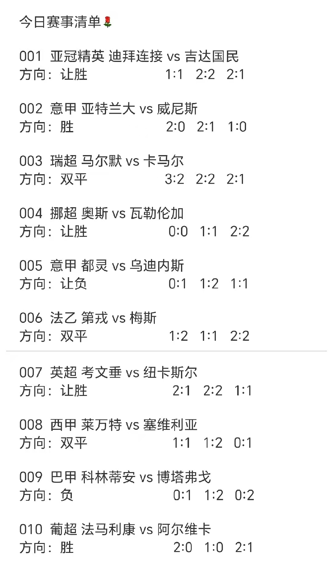 今日赛事清单[鲜花]新的一周新的开始[努力] ​​​