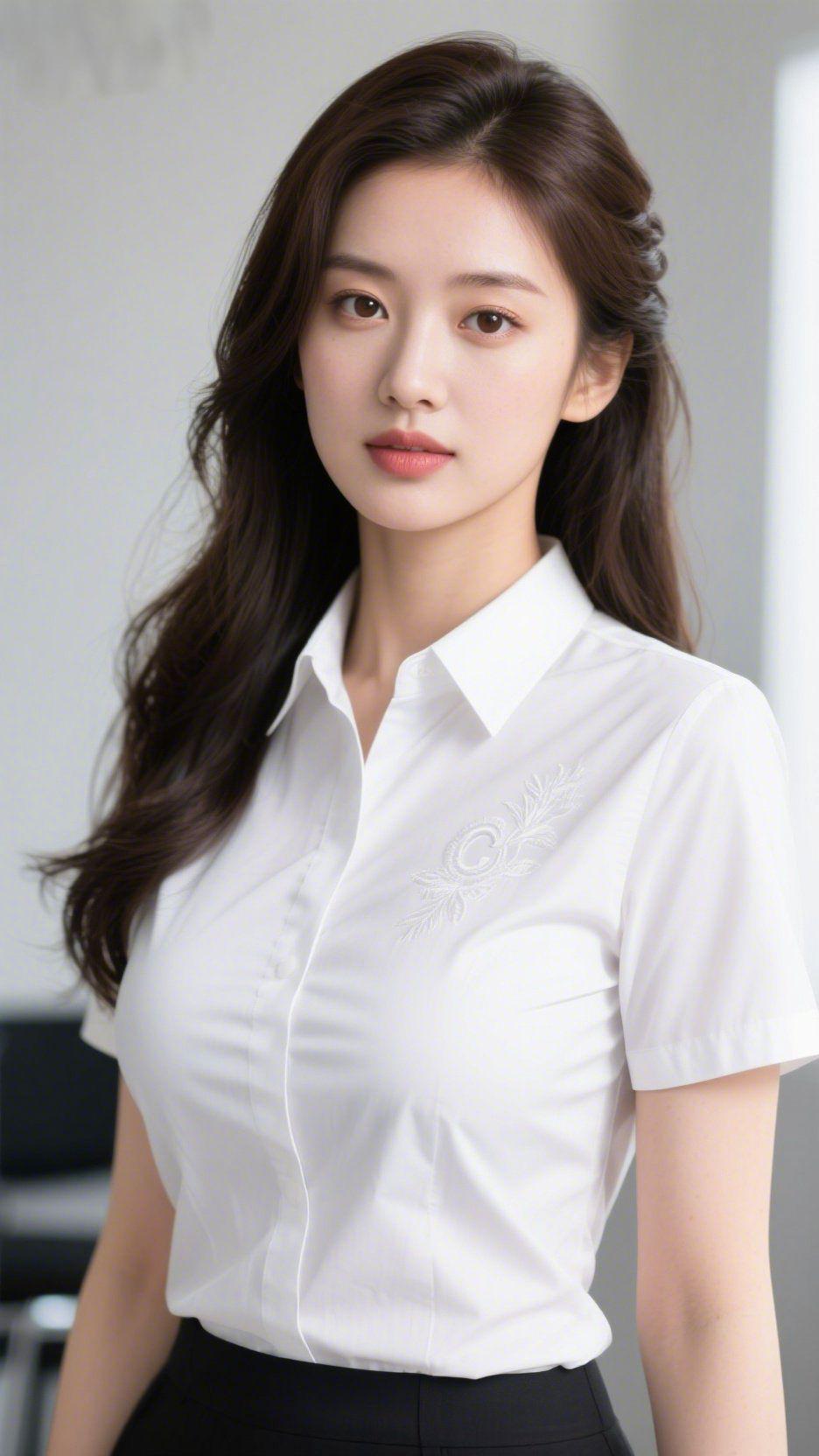 《白衬衫的轻暖》
 
晨光裹着柔雾漫进房间，落在她的白衬衫上——肩侧那缕枝叶绣纹