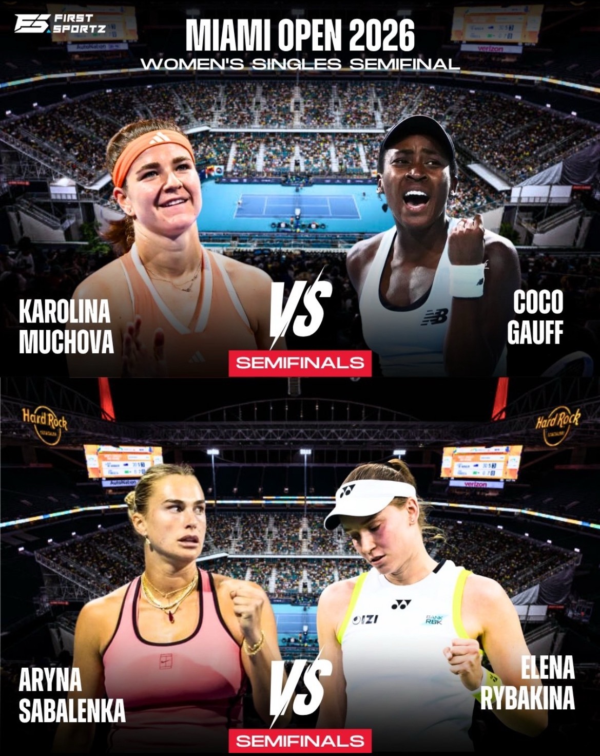 萨巴伦卡莱巴金娜第17次交手网球talking大会 迈阿密公开赛女子半决赛对阵?