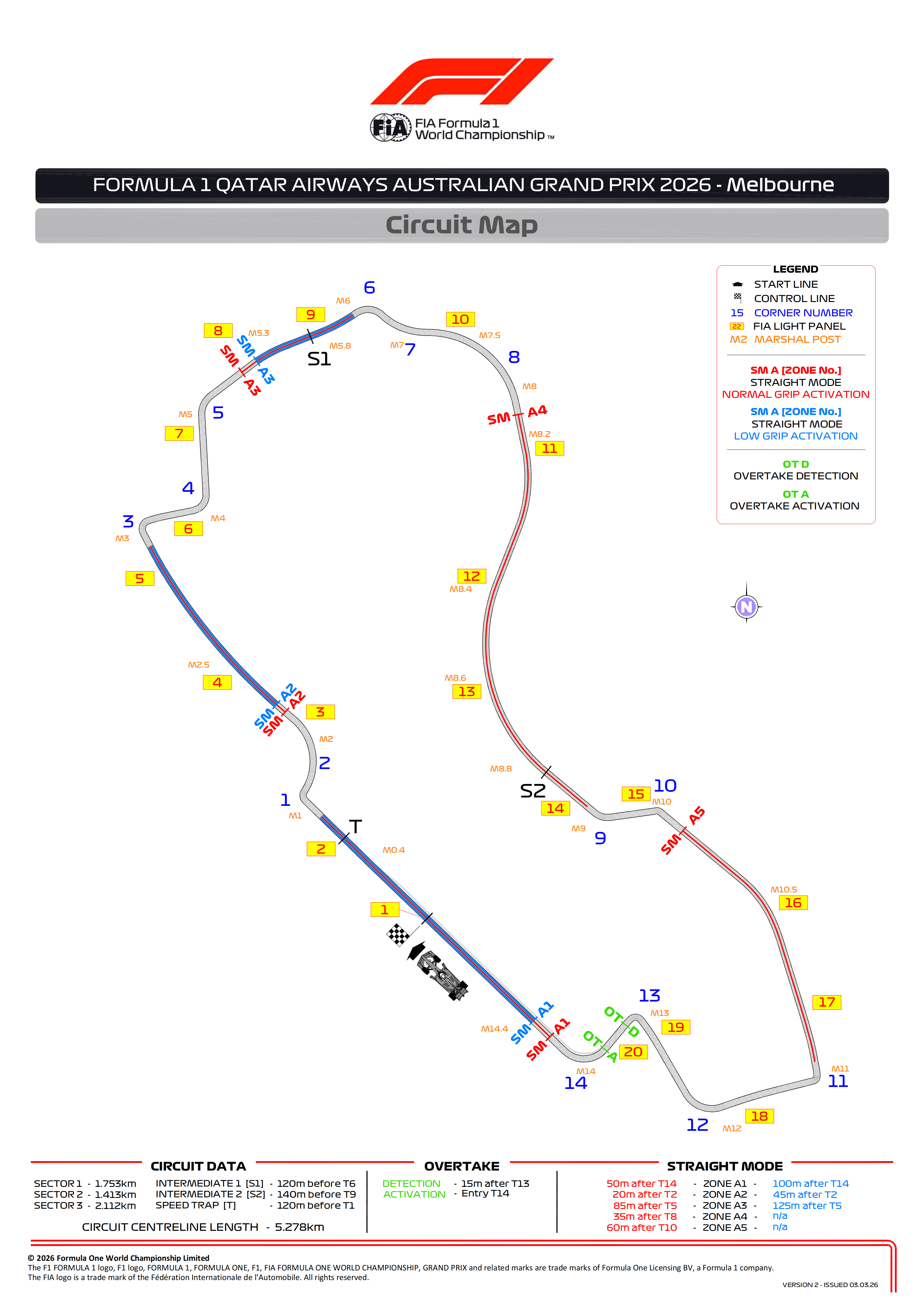 F1澳大利亚大奖赛 官方赛道图F12026F1澳大利亚大奖赛