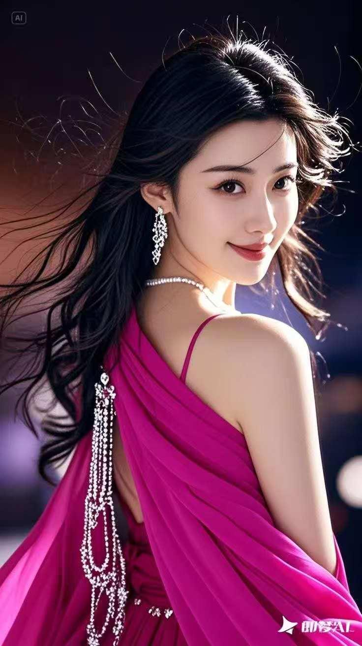 看到这位穿粉色礼服的美女，瞬间被美到了！粉色本就自带甜美浪漫的气质，穿在美女身上