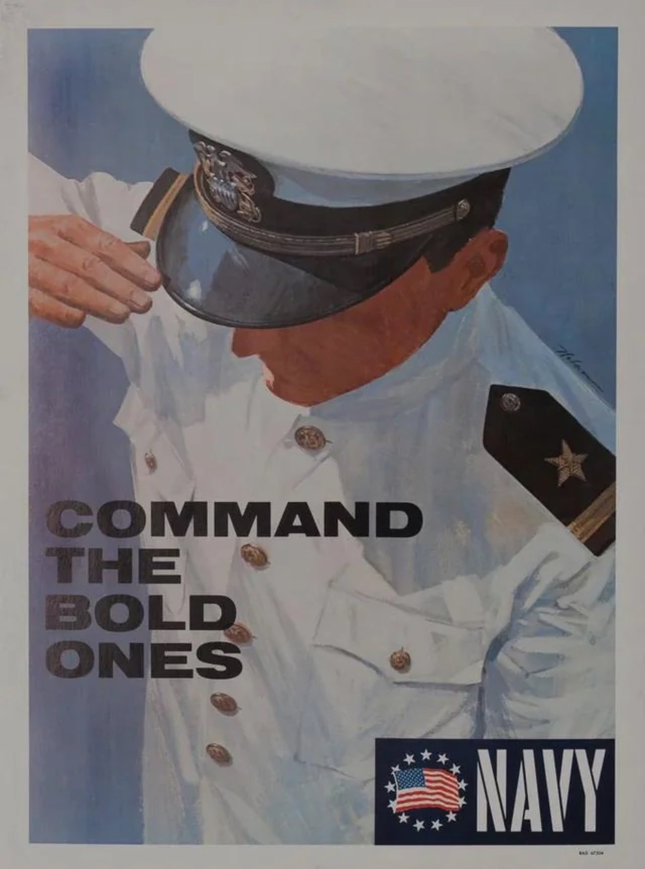 1968年，美国海军征兵海报：“号令勇者”。 