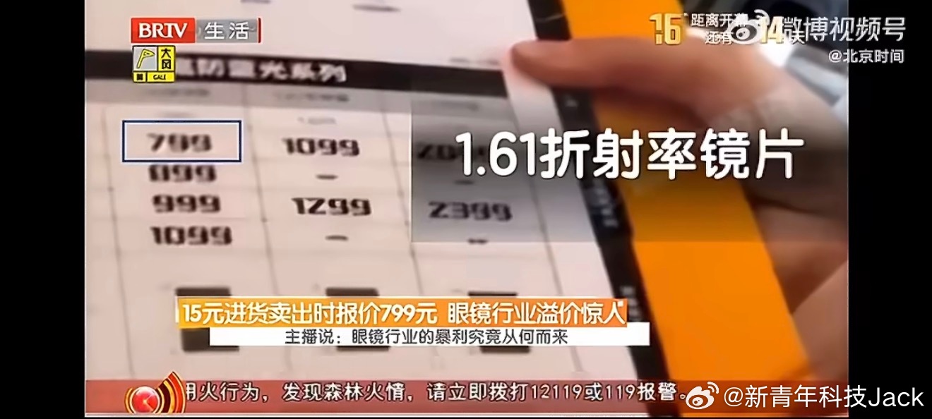 进价15元镜片竟卖799元不知名的杂牌镜片其实超级暴利，几十块进货卖能卖几百上千