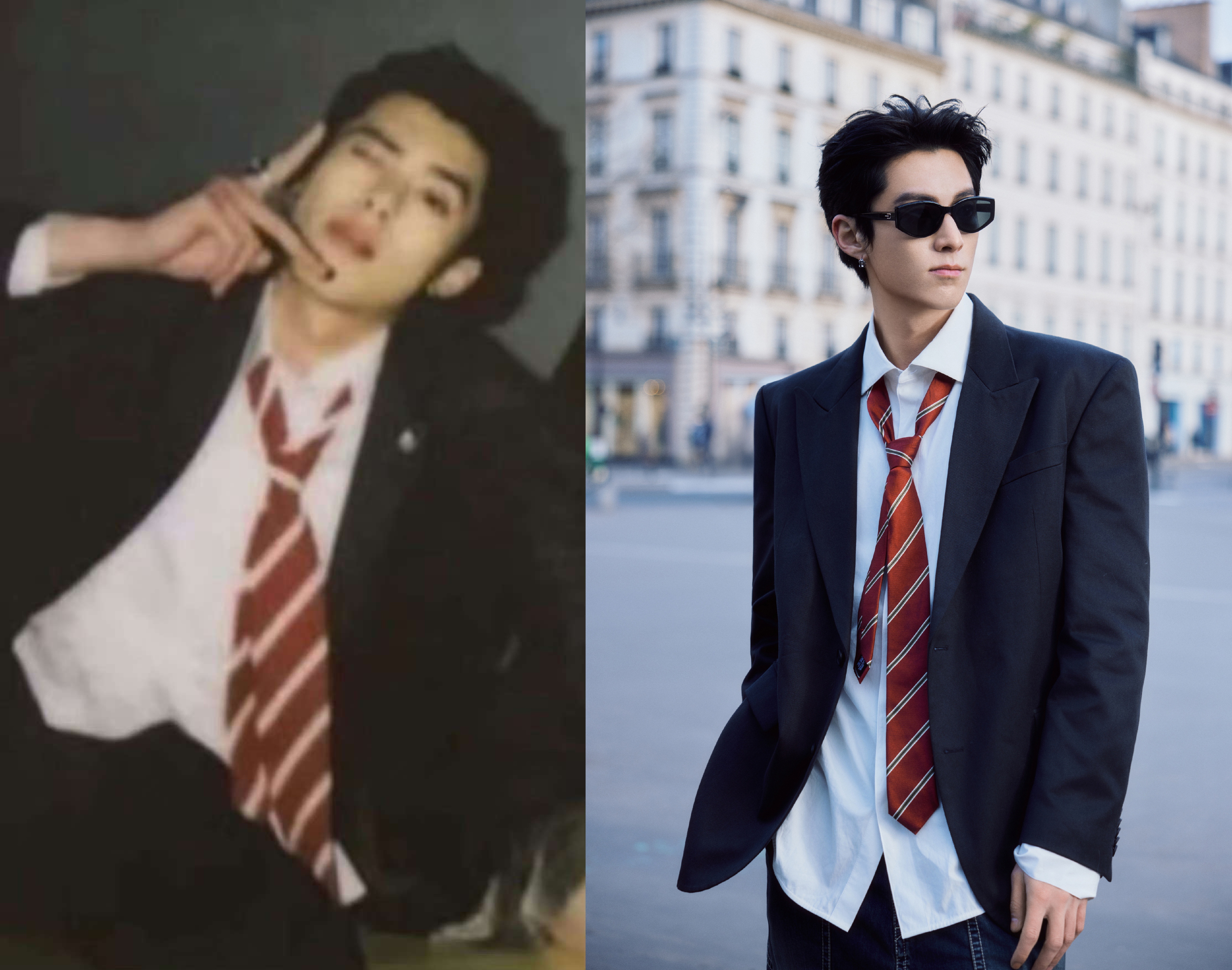 拼凑完各张影像更幸福了，感恩王鹤棣这张帅脸出现在公众视线八年，还特别有心地穿上校