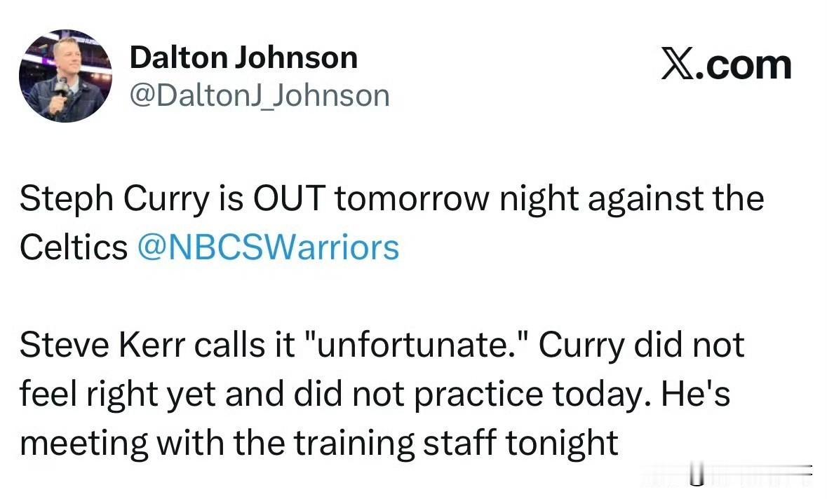 科尔直呼不幸！！！库里全明星后继续缺阵，勇士季后赛之路雪上加霜！

明天将会是全