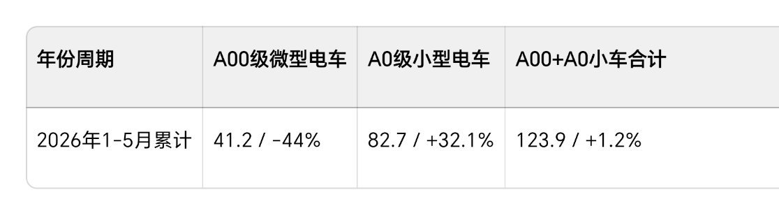 A0 级还是很好卖，销量下滑的是 A00 级。新能源小车卖不动了很大一部分原因还
