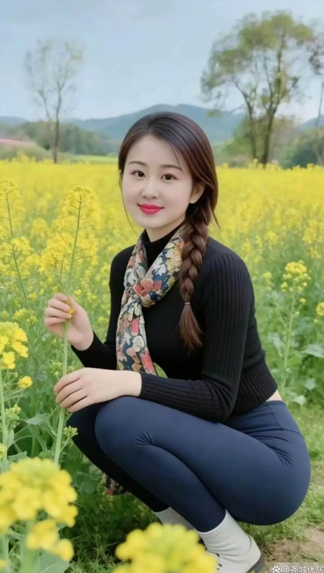 春日盼春
油菜一夜开了花，
美女期盼换薄纱。
前凸后翘身材佳，
春景相陪映艳华。