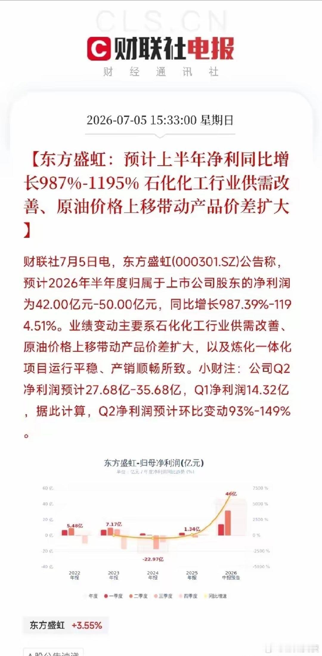 傍晚，一份业绩预告弹出来，让市场从AI算力和人形机器人的科技叙事中短暂抽离，目光