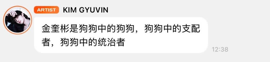 金奎彬🫧中文发言：“金奎彬是狗狗中的狗狗，狗狗中的支配者，狗狗中的统治者” 
