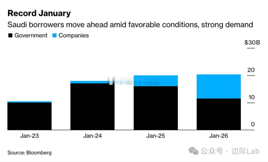 沙特年初以来国际债券发行规模突破200亿美元，创历年1月最高纪录。其中，政府主权