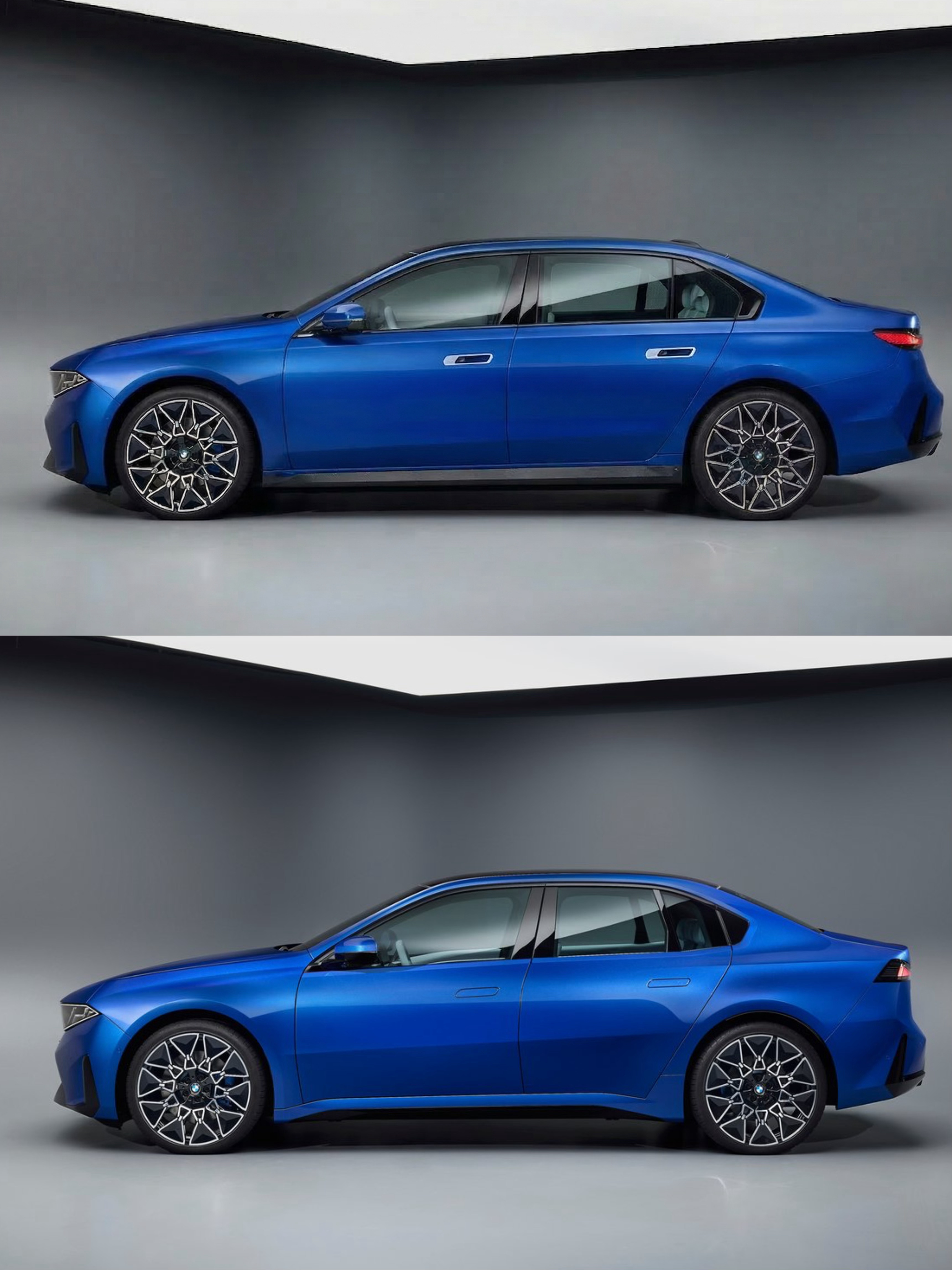 AI 了一张宝马 i3 长轴距版本（忽略细节错误），参照 G 底盘 3 系加长幅