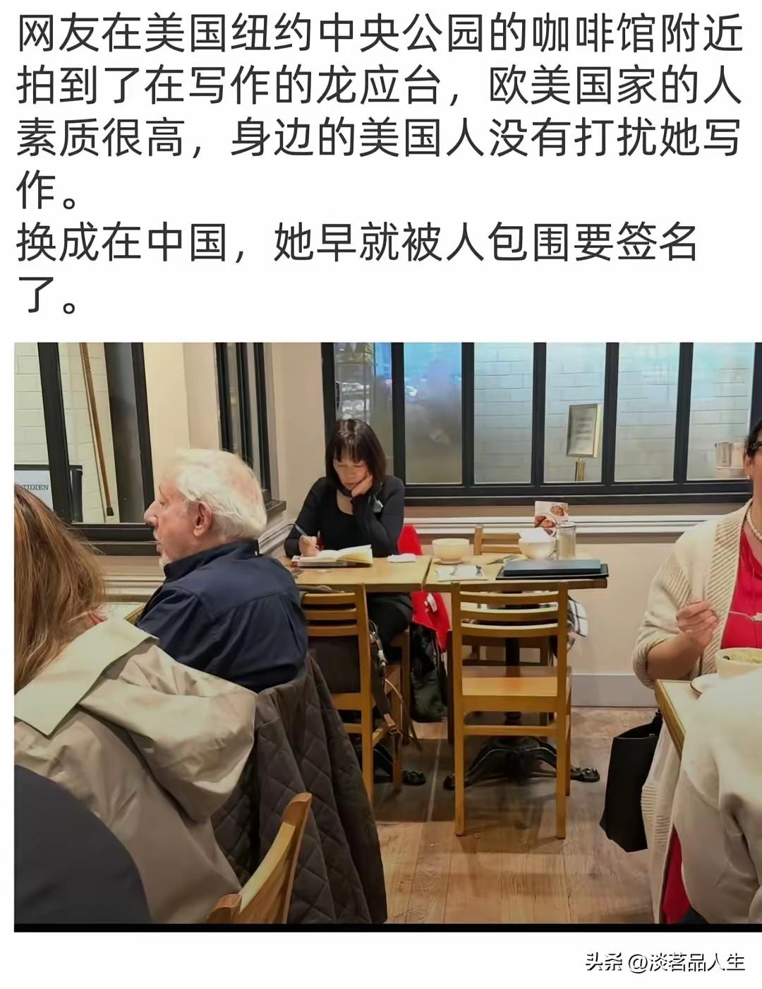 龙应台女士在美国有那么受欢迎吗？一位一位小爽文作者称赞美国人素质高，用龙应台女士