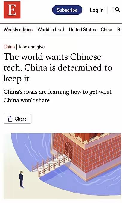 外媒发文讽刺中国：护城河与城墙严守中国技术不外泄。
这真的是三十年河东，三十年河