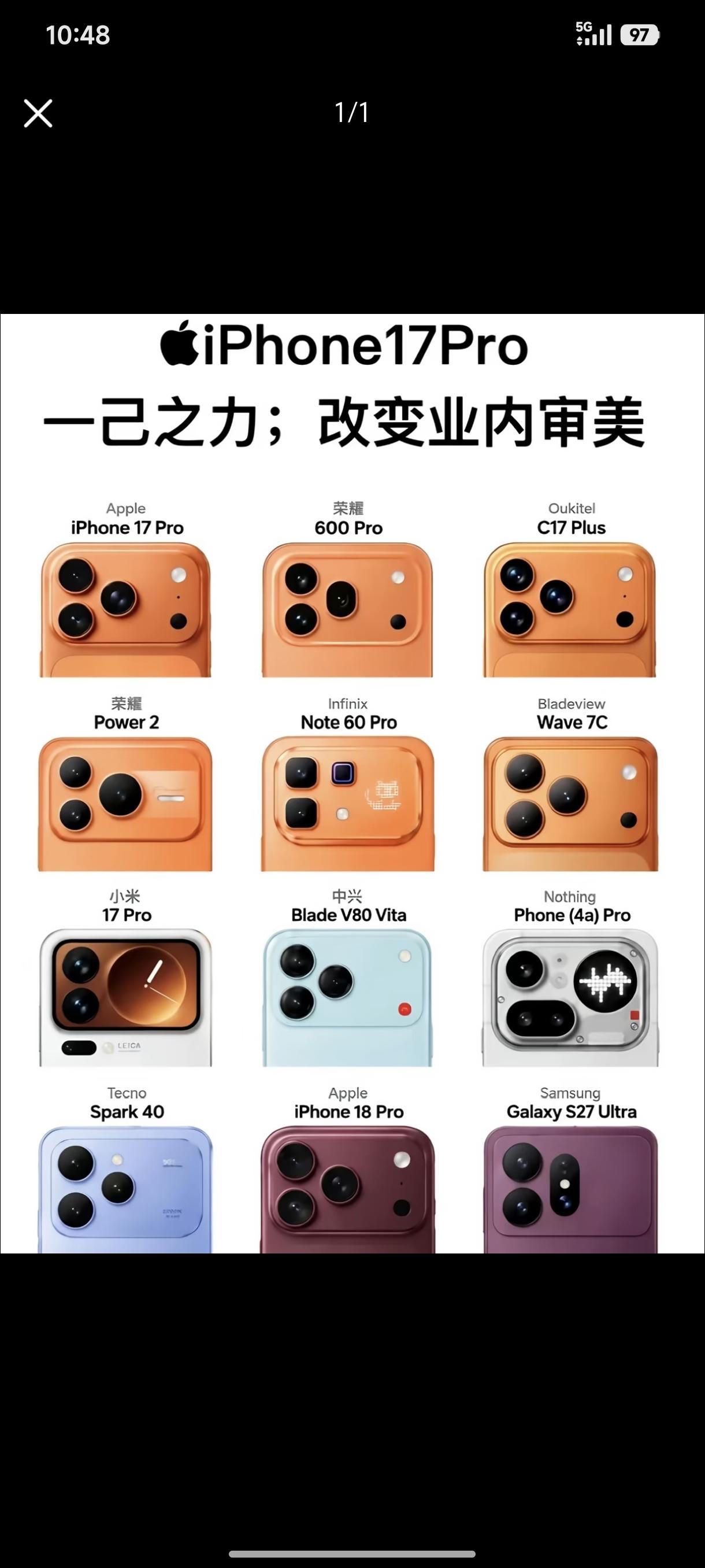 苹果这次iPhone 17的爆料造型一出来，我第一反应就是这大矩阵镜头模组怎么看