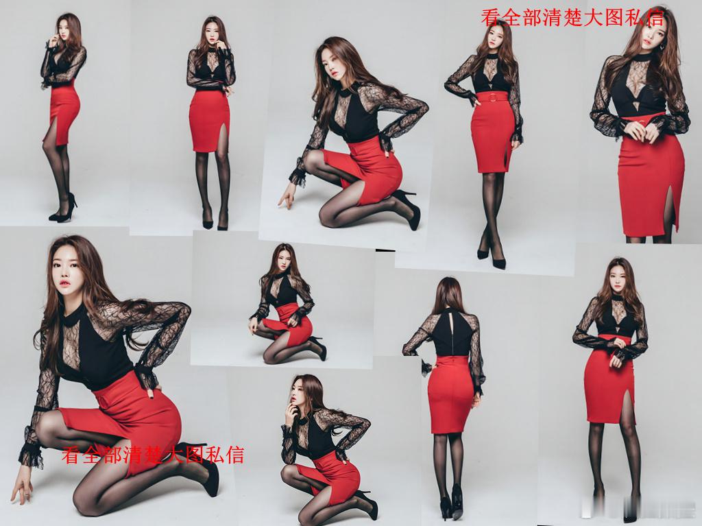 红裙蕾丝衣黑丝袜.... 