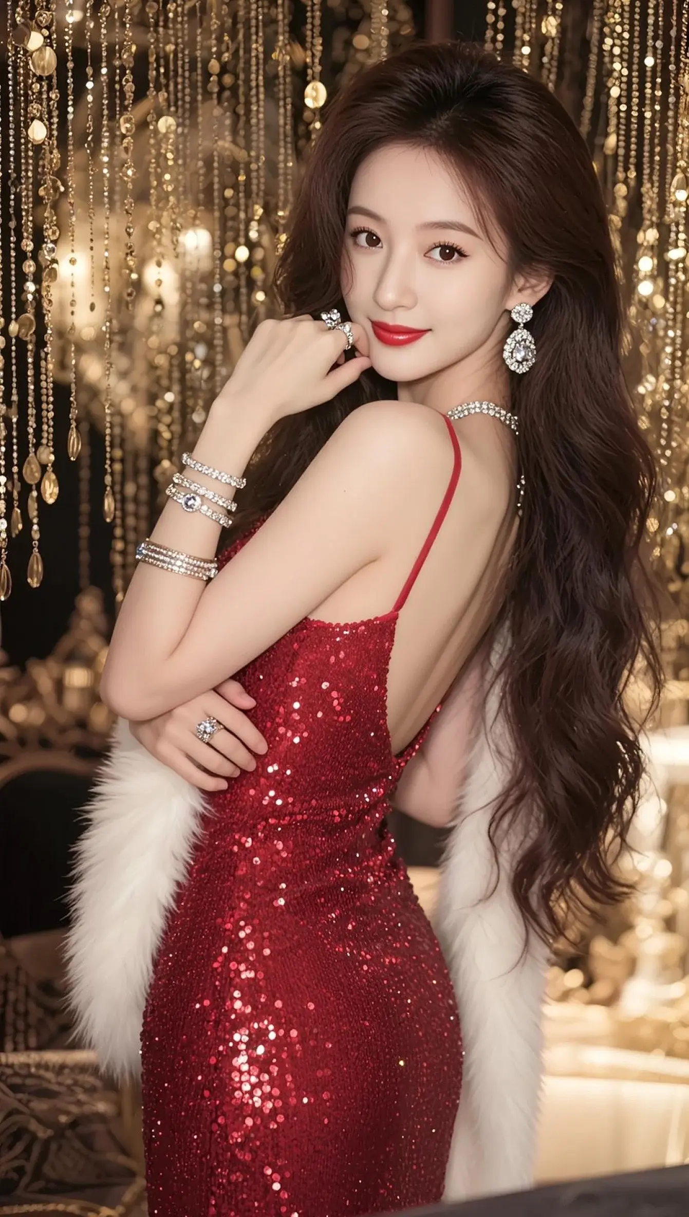 AI复古红裙写真 随变ai随便玩