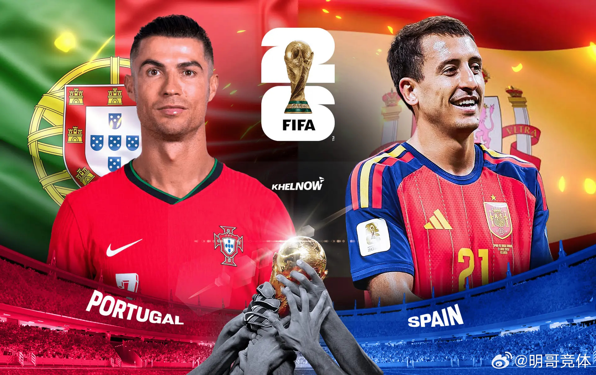 世界杯1/8决赛：葡萄牙 VS 西班牙葡萄牙目前在FIFA积分榜排名第5，上场世
