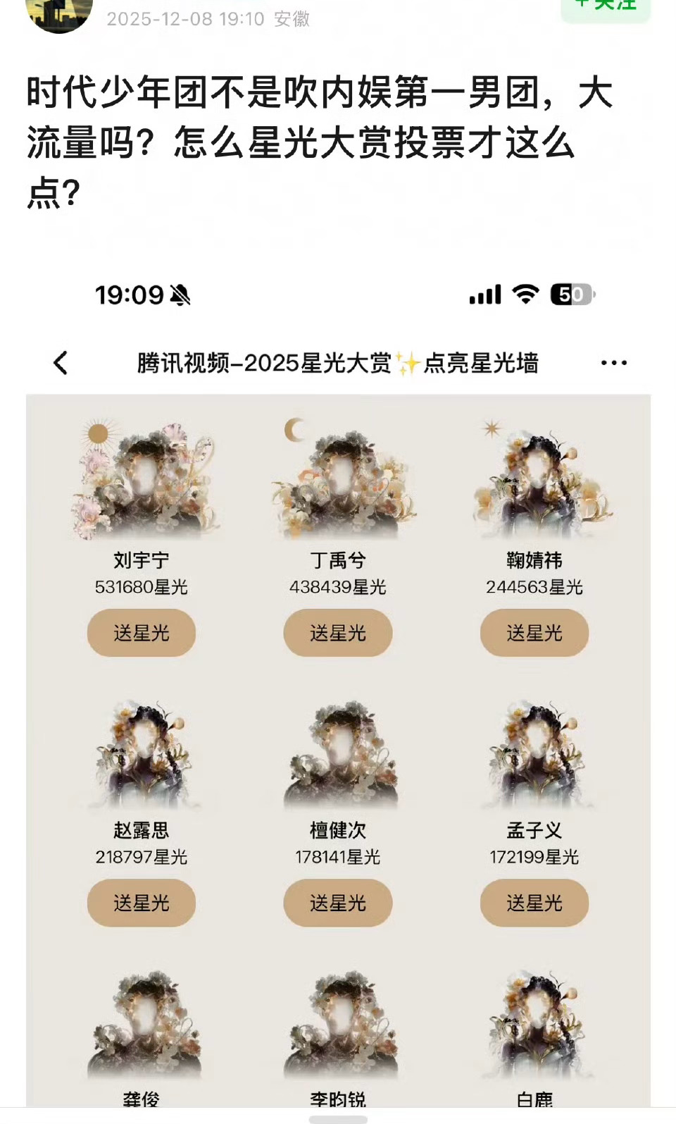 时代少年团的粉丝真拼，一下子把刘宇宁超了！腾讯视频星光大赏星光大赏投票