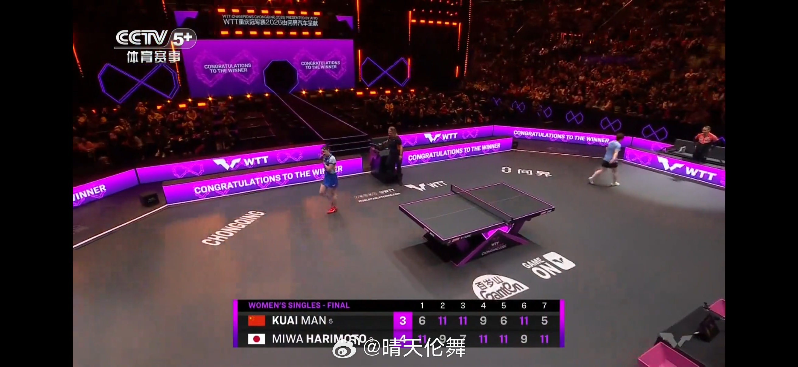 WTT重庆冠军赛女单决赛蒯曼🇨🇳 3-4 负于张本美和🇯🇵，收获亚军！蒯