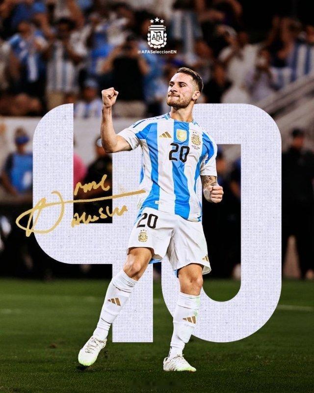 阿根廷国家队 🇦🇷 | 📊中场球员麦卡利斯特已代表国家队出场 40 次。⚽