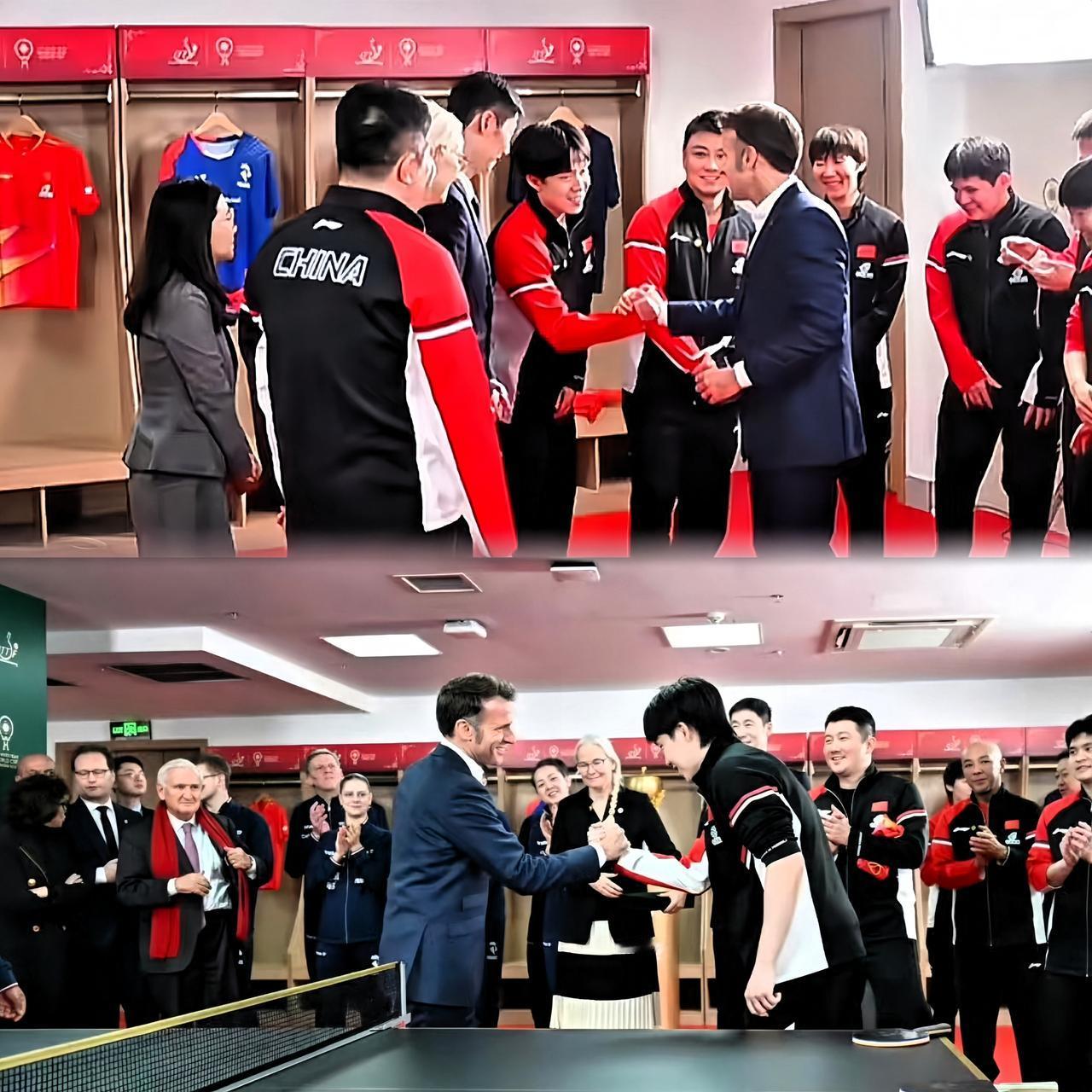 这照片绝了！

头哥和马克马克龙正握手，
周围所有人都在乐，
笑得那叫一个灿烂！