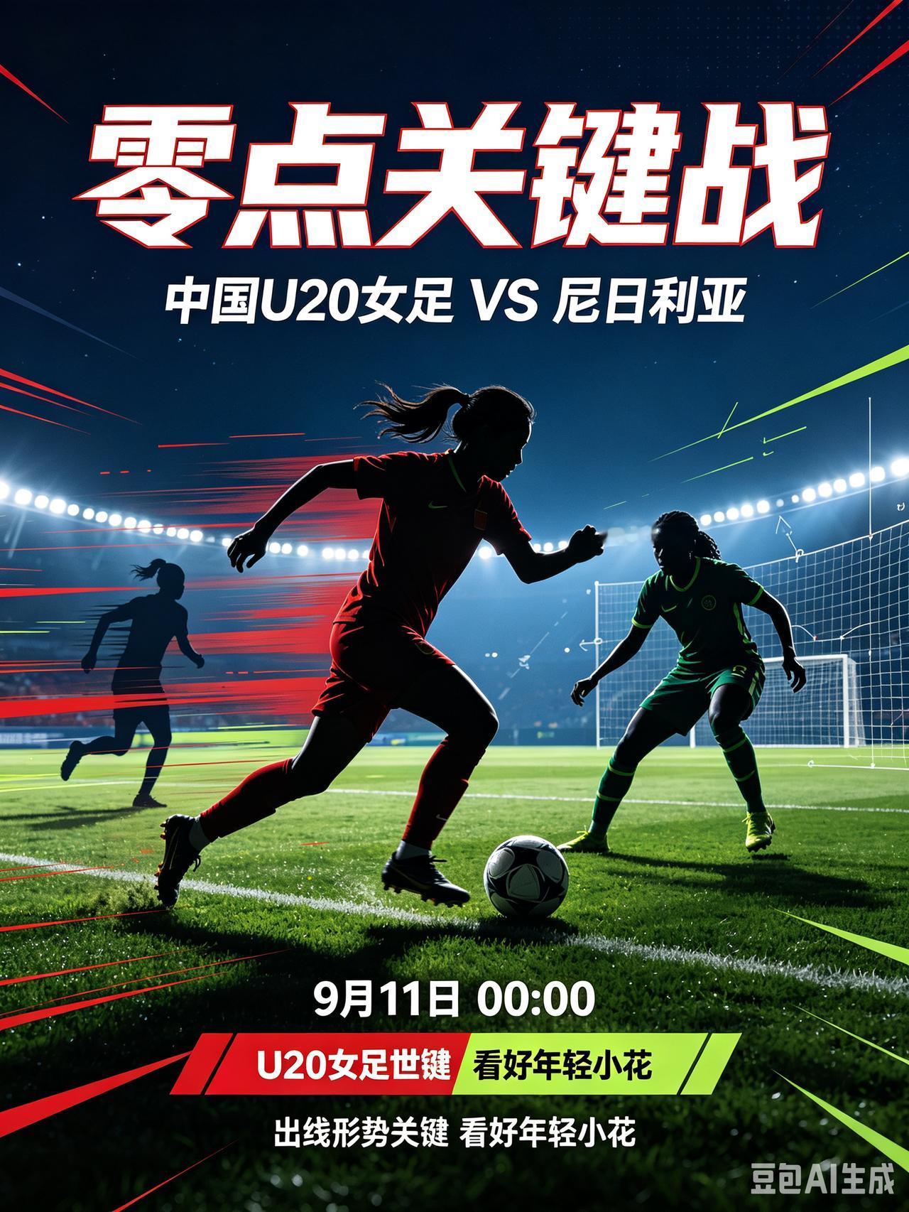 出线关键战！U20女足下一场迎战尼日利亚！
    北京时间9月11日00:00