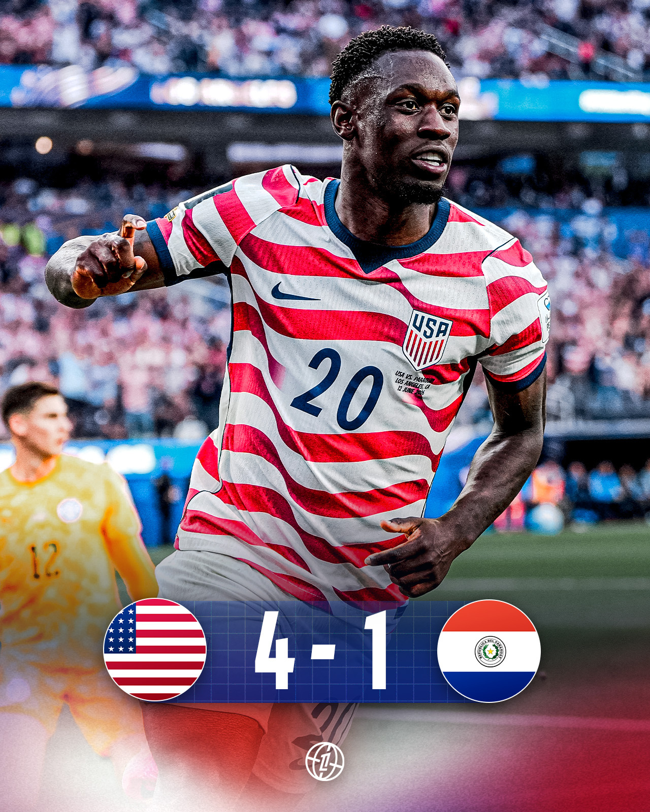 🆚 2026世界杯D组小组赛第1轮，美国4-1巴拉圭🔴⚪️ 摩纳哥前锋巴洛贡