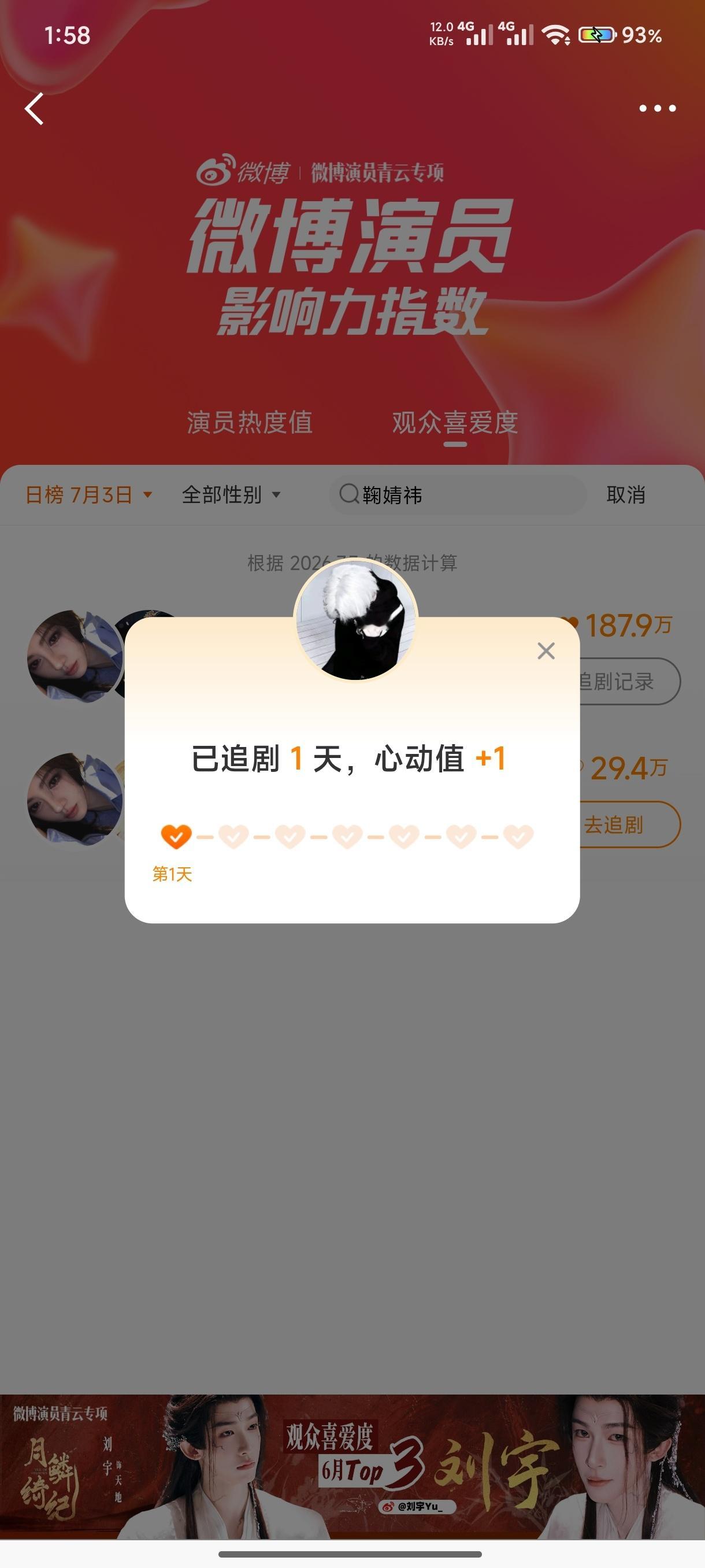 2026.7.3微博演员影响力指数打卡鞠婧祎月鳞绮纪鞠婧祎露芜衣鞠婧祎千香鞠婧祎