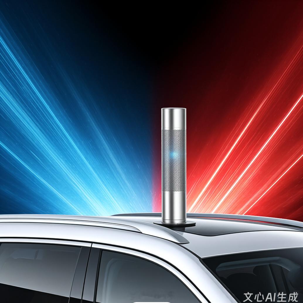 我说给我AI一个车顶的激光雷达，这个百度的AI给我生成了这么一个玩意儿……醉了 