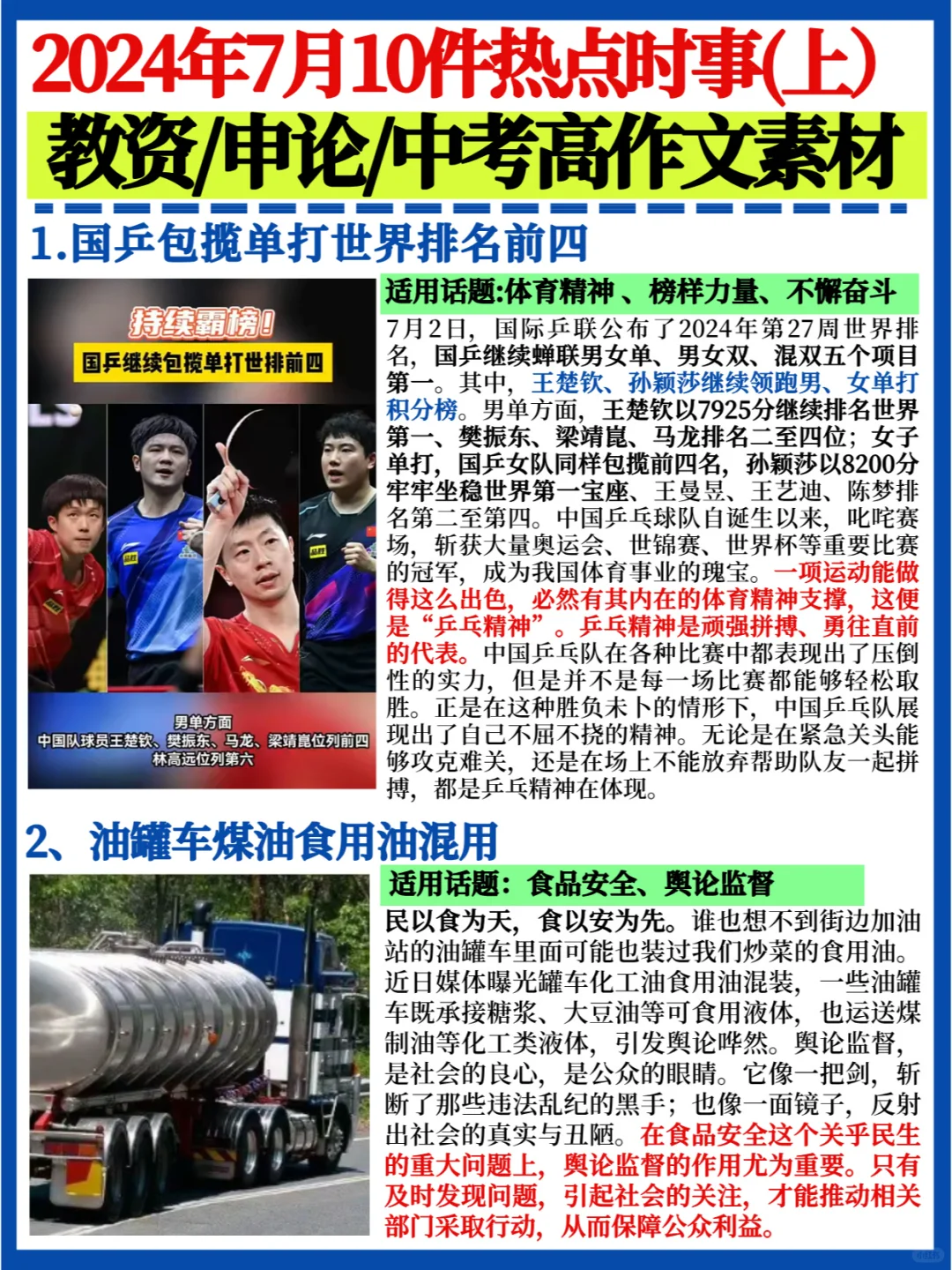 快看❗7月时事热点素材✅教资申论作文适用