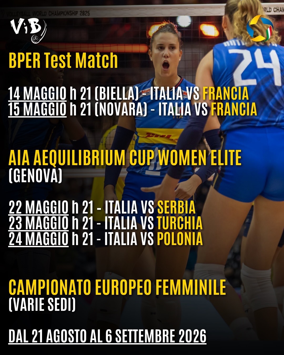 意大利国家广播公司RAI Sport拿下了意大利女排2026年全年关键赛事的独家