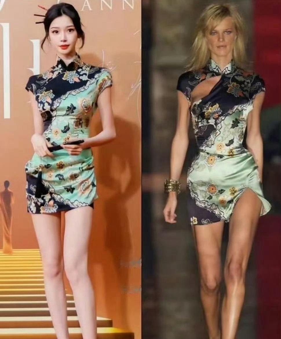 易梦玲把领口处缝起来了，竟然比原版好看！ 