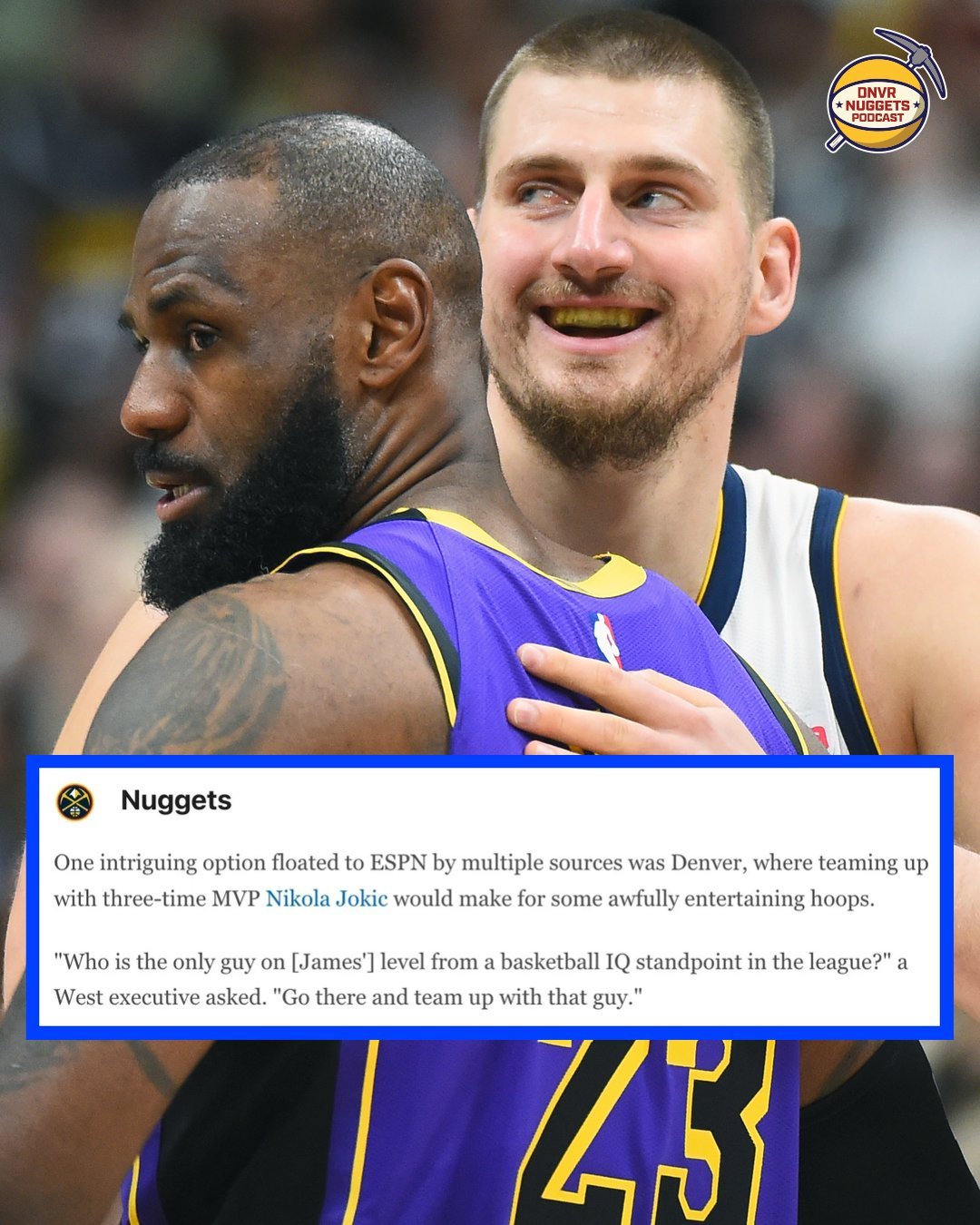 来自ESPN的文章：多家消息源向ESPN提到，勒布朗下家的一个引人关注的选项是丹