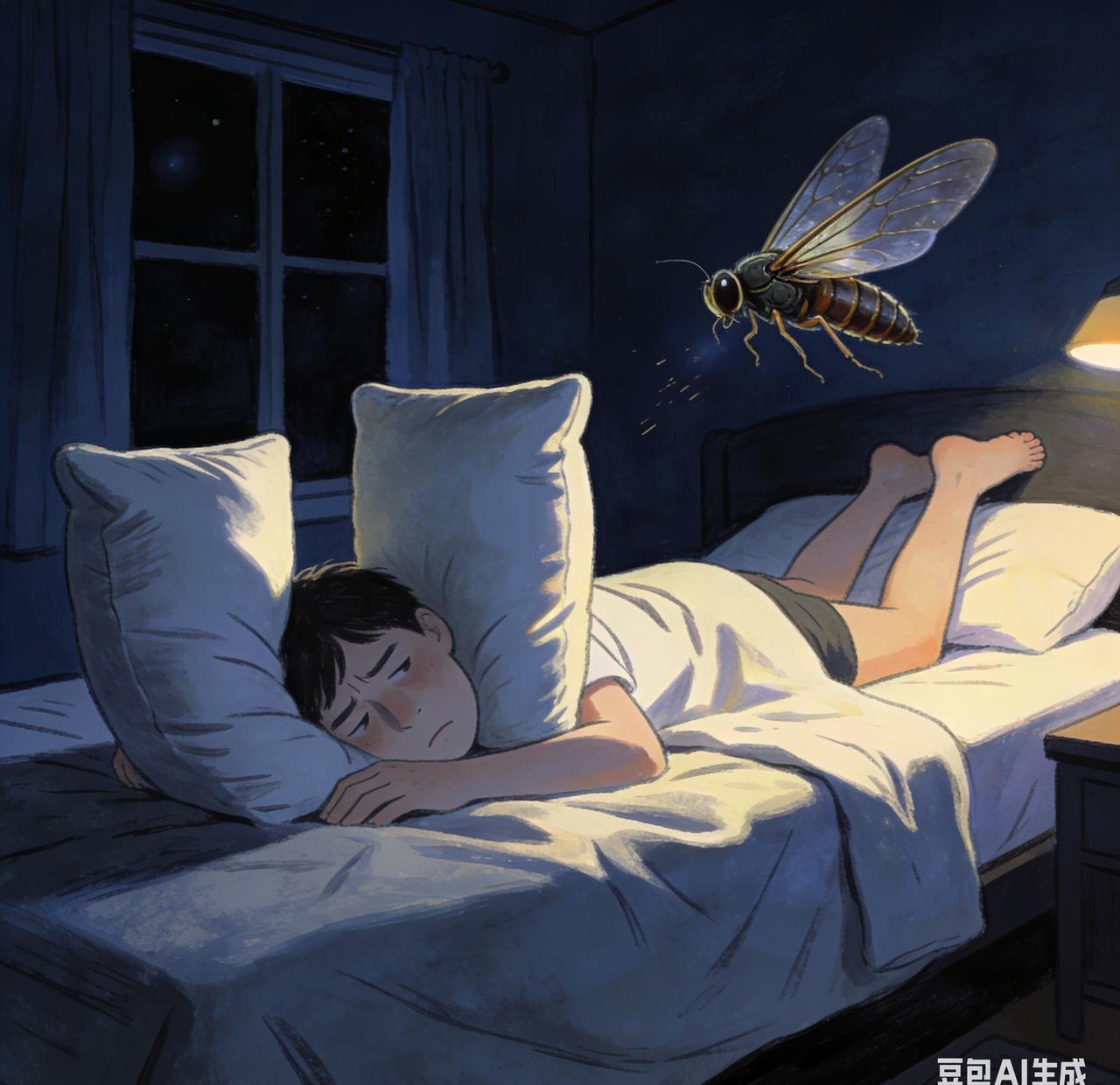 昨晚那只蝉撞进客厅，像喝醉的快递，把灯当成月亮。
我关灯，它安静；一开灯，又撞。