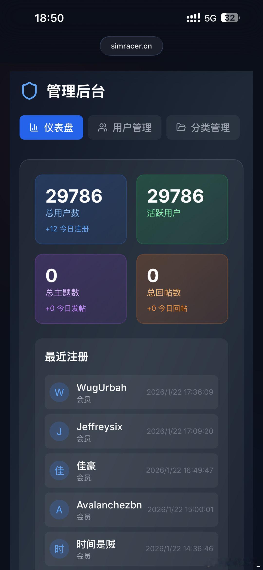 模拟赛车手中国这个网站运行了5年多，在没怎么大宣传的情况下，靠用户间自己传播也累