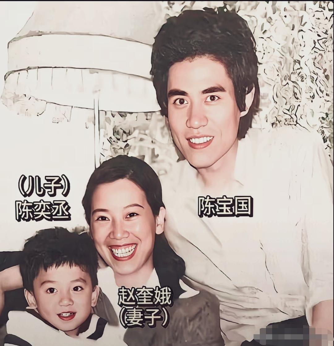 陈宝国赵奎娥与儿子一家三口早年的照片。一家都是高颜值。