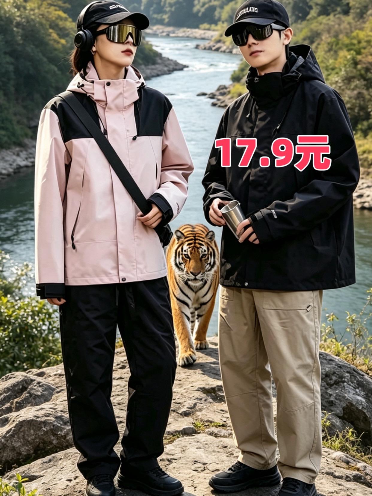 情侣户外冲锋衣 男女新款冲锋衣 情侣登山服 年轻人的户外装备 冲锋衣